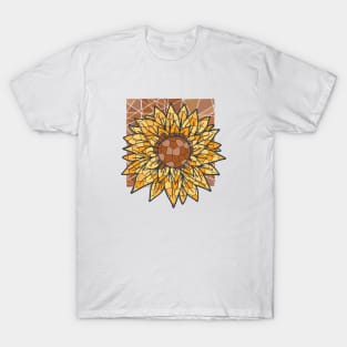 Sunflower Mosaic Retro Flora Positive Minimalist Vintage T-Shirt